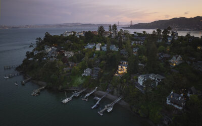 Belvedere Island San Francisco Bay Golden Gate sunset